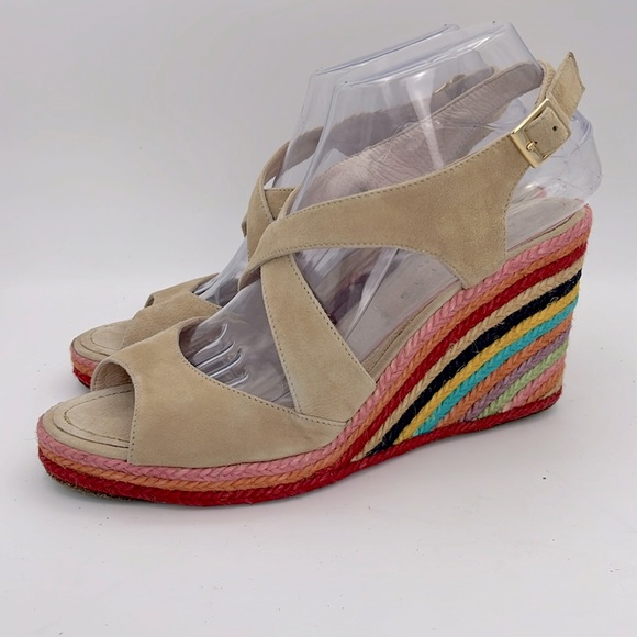 Paloma Barcelo Shoes - PALOMITAS by‎ paloma women’s Rainbow stripes wedge suede leather sandals size 10